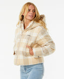 Anti-Series Surf Check Puffer Jacket - Natural Women's Jackets Rip Curl Women 