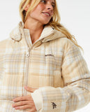 Anti-Series Surf Check Puffer Jacket - Natural Women's Jackets Rip Curl Women 