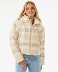 Anti-Series Surf Check Puffer Jacket - Natural Women's Jackets Rip Curl Women XS 