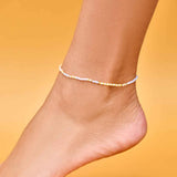 Sunset Beach Mixed Seed Bead Gold Stretch Anklet Jewellery Pura Vida 