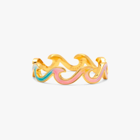 Tie Dye Enamel Wave Ring - Gold Jewellery Pura Vida 