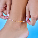 Warm Breeze Mixed Seed Bead Gold Stretch Anklet Jewellery Pura Vida 