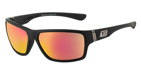 DD Storm Satin Black, Red Fusion Polarised Sunglasses Dirty Dogs 